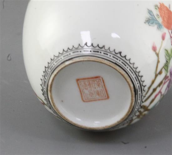 A Chinese famille rose semi-eggshell jar, Guangxu / Republic period, h. 9.8cm